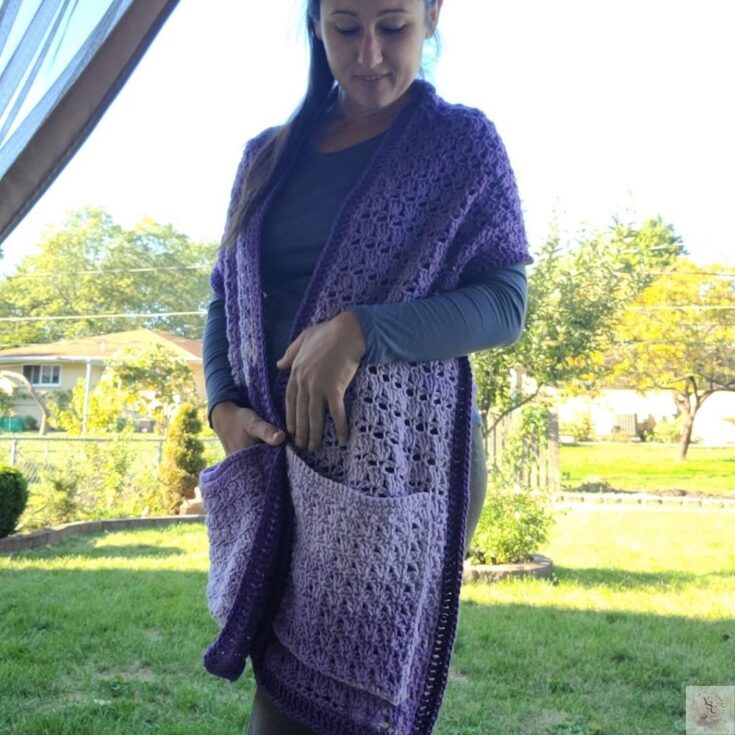 Simple Crochet Pocket Shawl – Free Pattern & Video Tutorial by Yelena Style Crochet