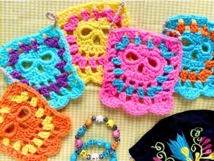 Skull Granny Square Garland by Mooey And Friends