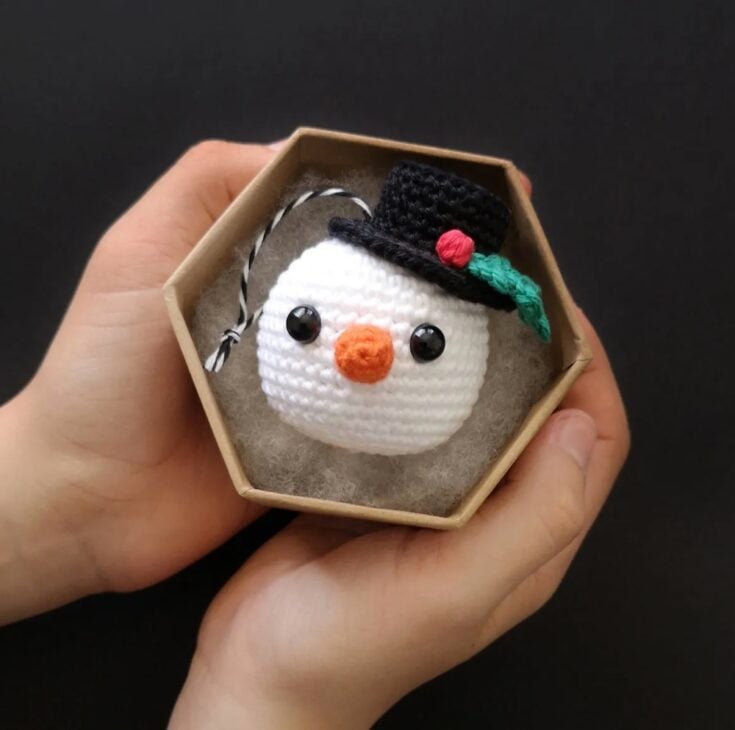 Snowman Ornament Crochet Pattern by Stitch by Fay
