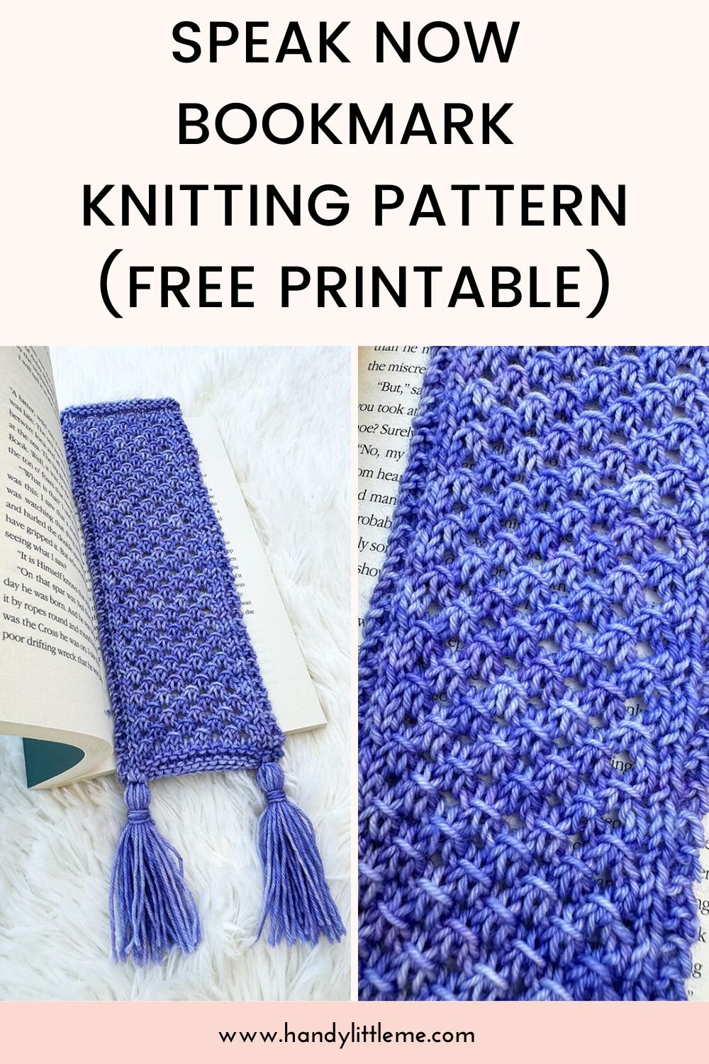 Speak Now Bookmark Knitting Pattern