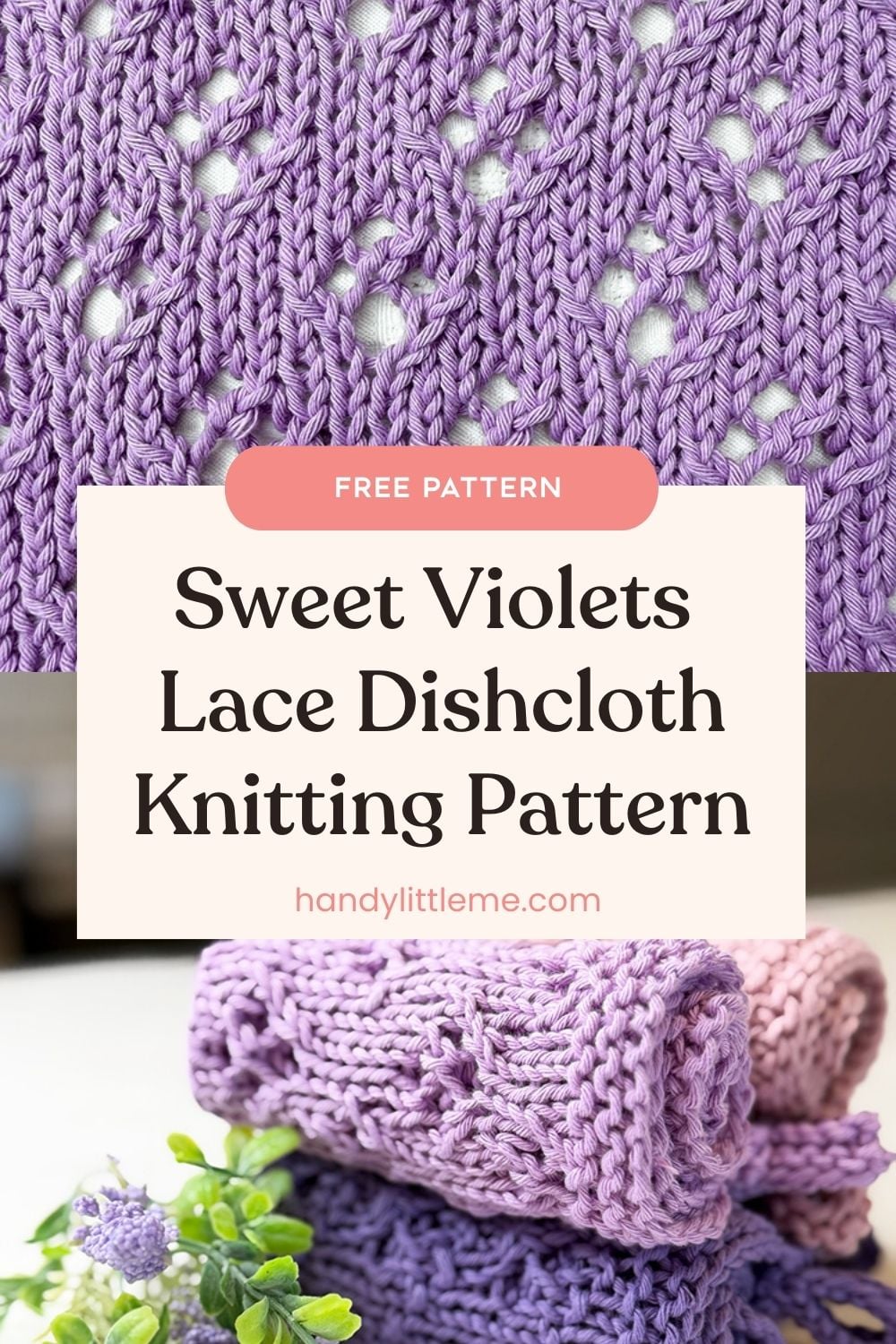 Sweet Violets Lace Dishcloth Knitting Pattern