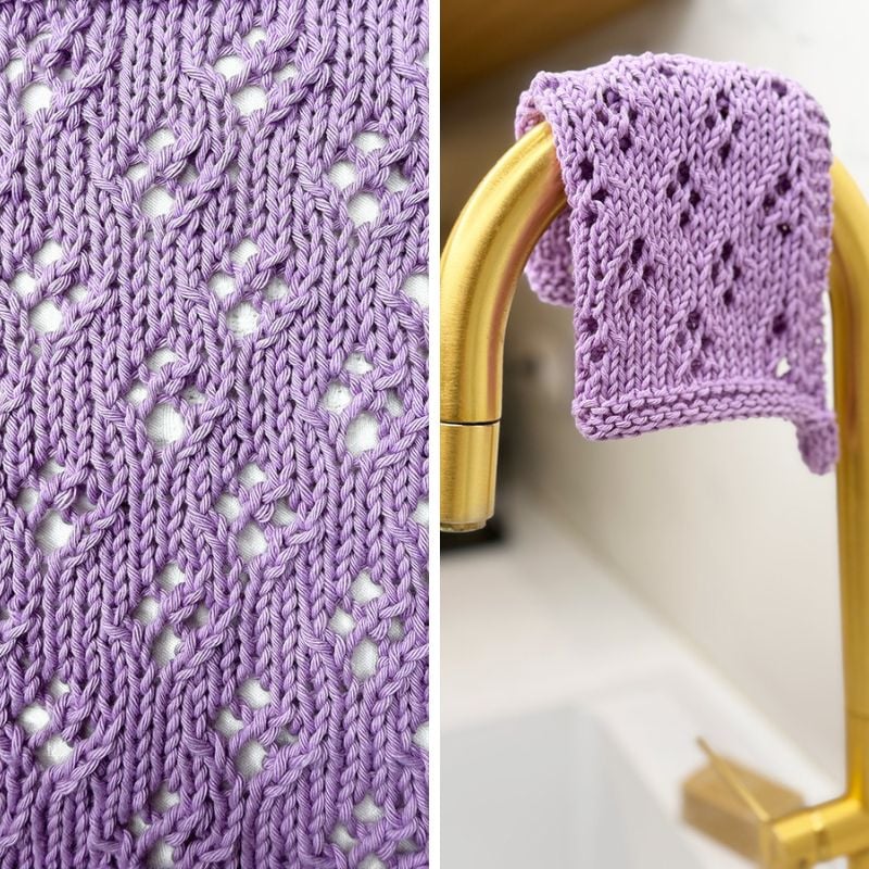 Sweet violets lace knit dishcloth