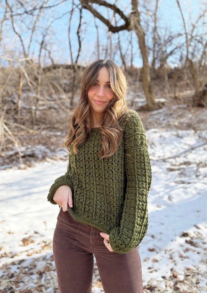 The Pine Grove Pullover Crochet Pattern by Evelyn And Peter Crochet
