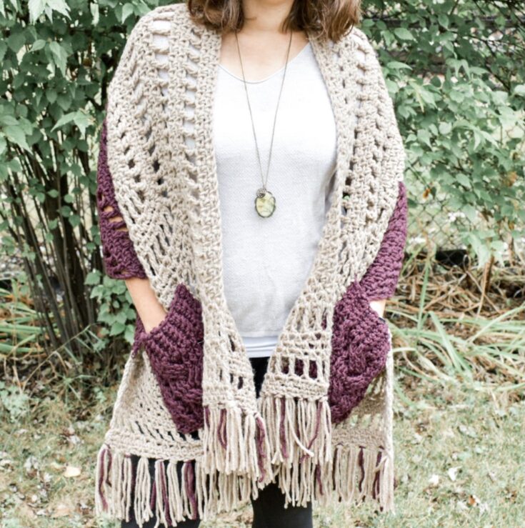 The Tri Pocket Shawl - Free Crochet Pattern by A Purpose And A Stitch