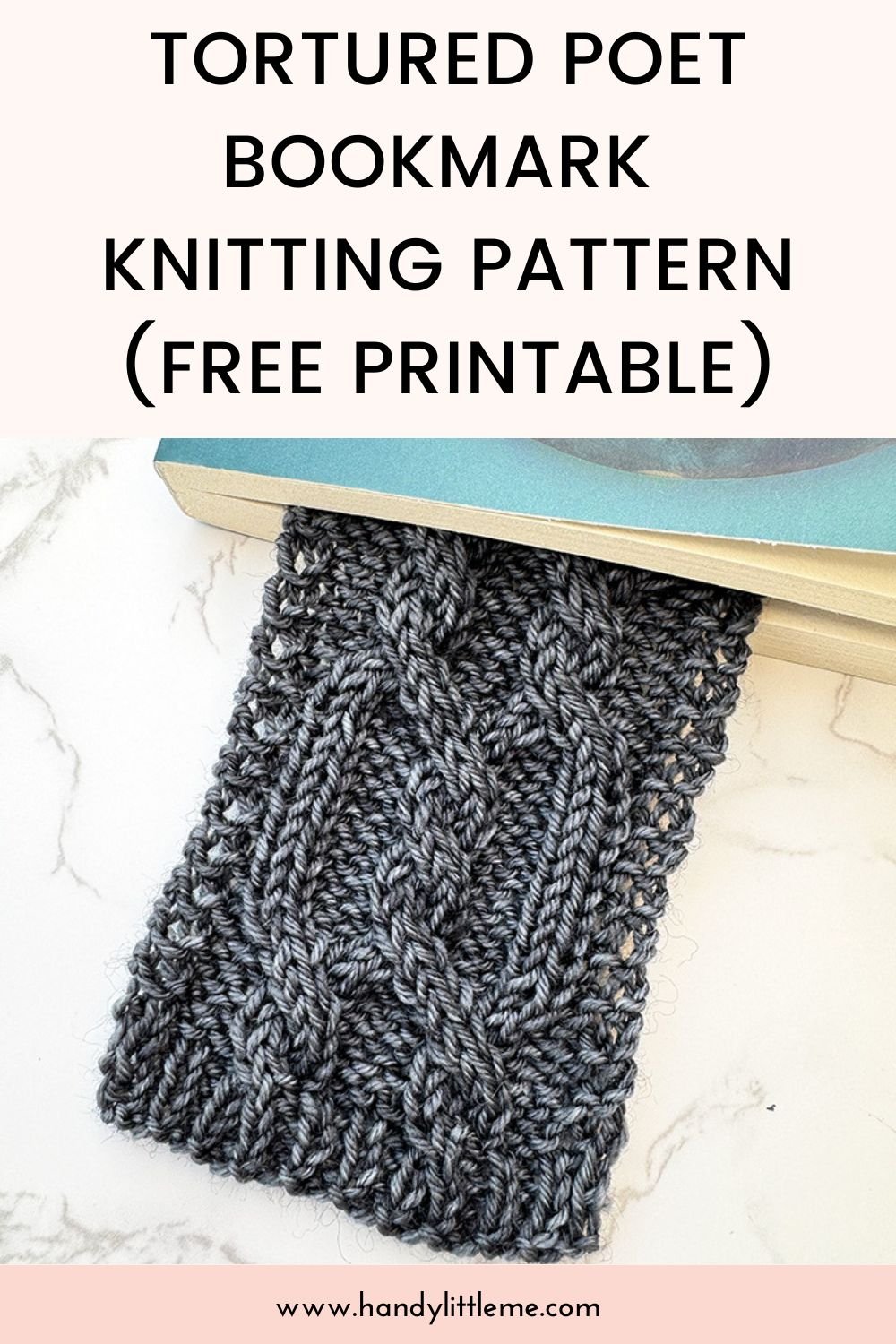 Tortured Poet Bookmark knitting pattern