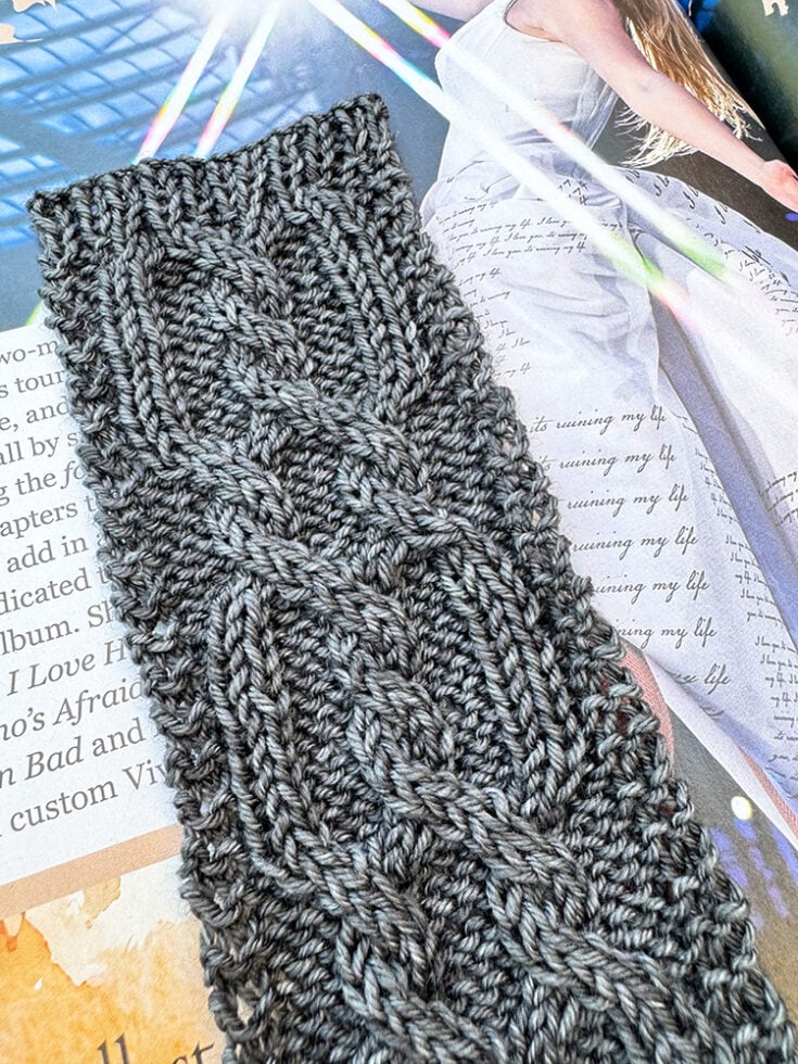 Tortured poet knitted bookmark