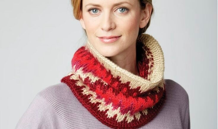 Tunisian Fair Isle Cowl by Caron