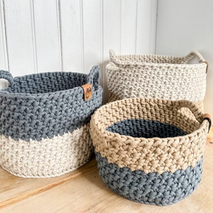 Two-Toned Crochet Nesting Baskets by MJ’s Off The Hook Designs
