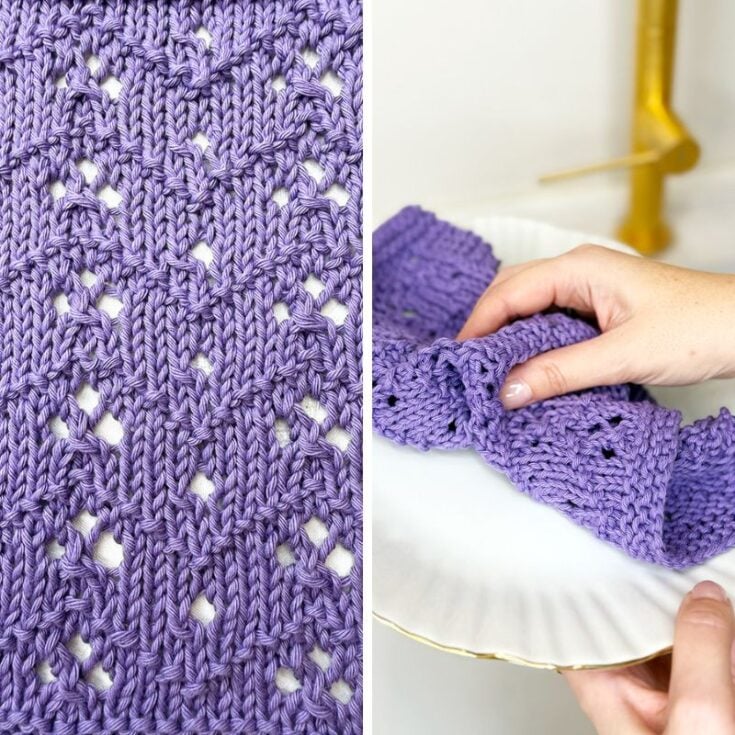 Image for Violet Velvet Scalloped Ridge Dishcloth Knitting Pattern