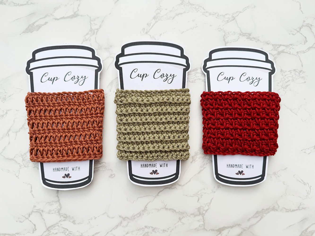 crochet cup cozy in cotton yarn