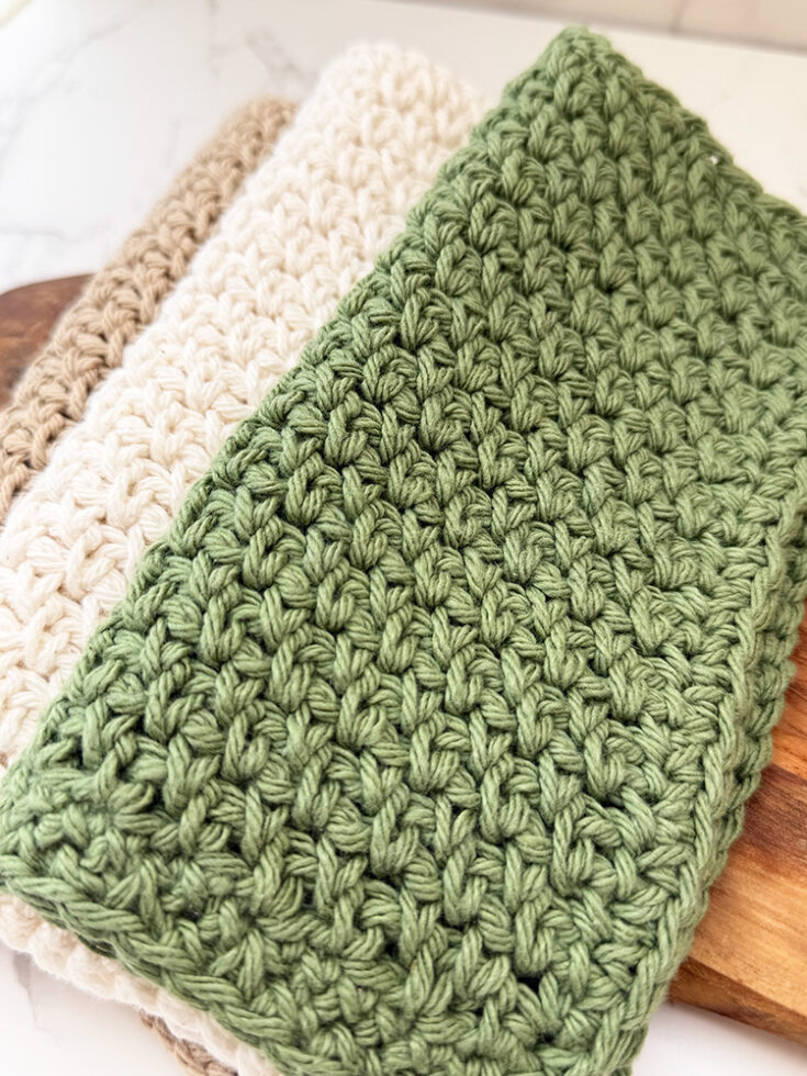 crochet dishcloth in moss stitch