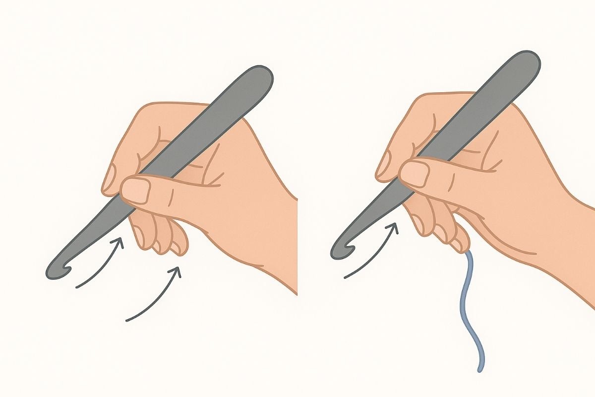 crochet hook like a knife