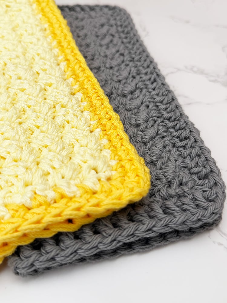 crochet suzette stitch dishcloths folded