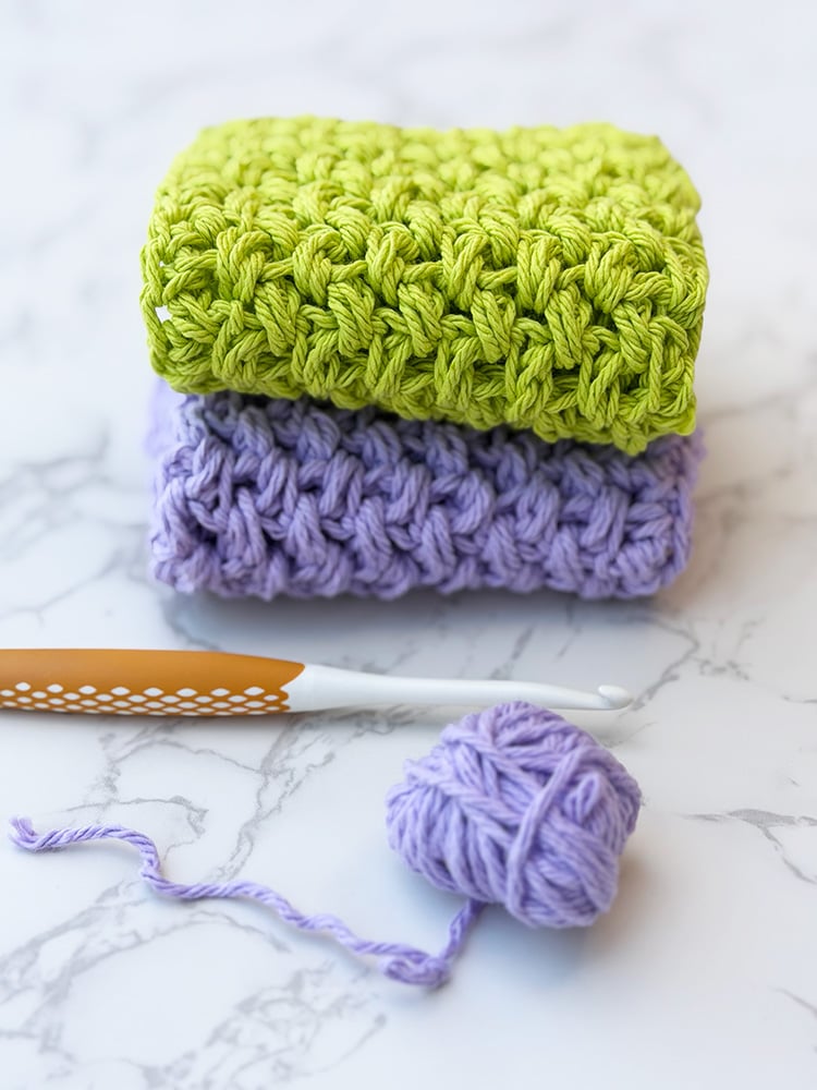 elizabeth stitch crochet dishcloths folded