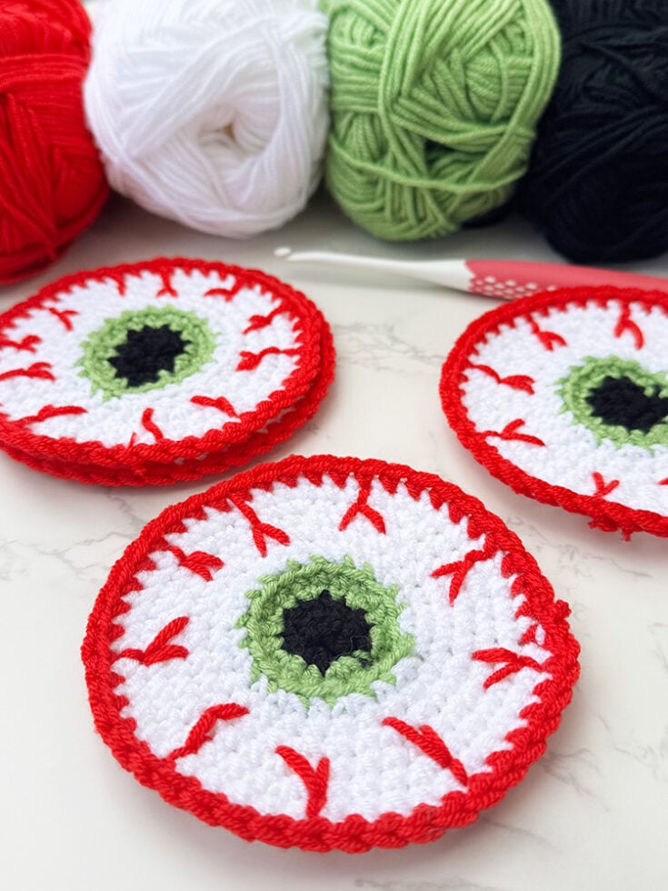 Eyeball Crochet Coaster Pattern