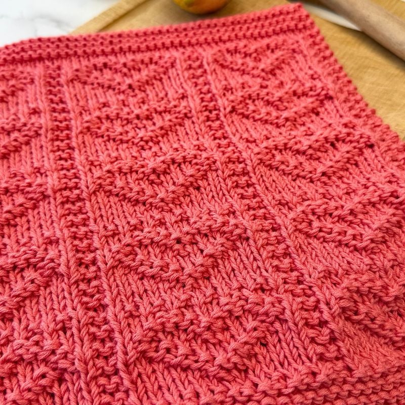 Heart Dishcloth Knitting Pattern (Beginner Knit + Purl Hearts)