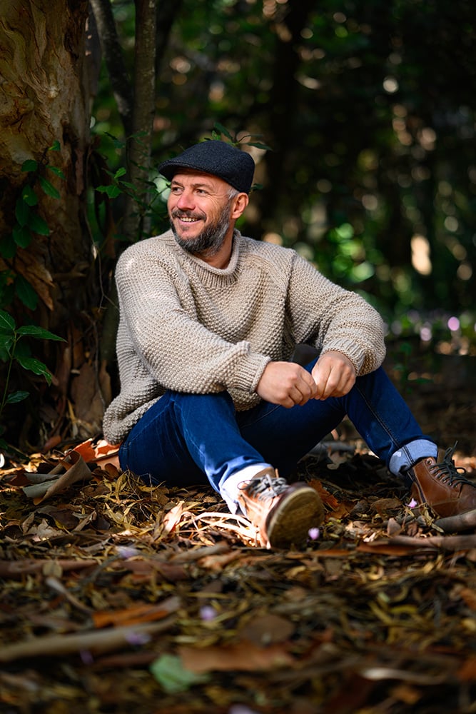 knit moss stitch sweater for men