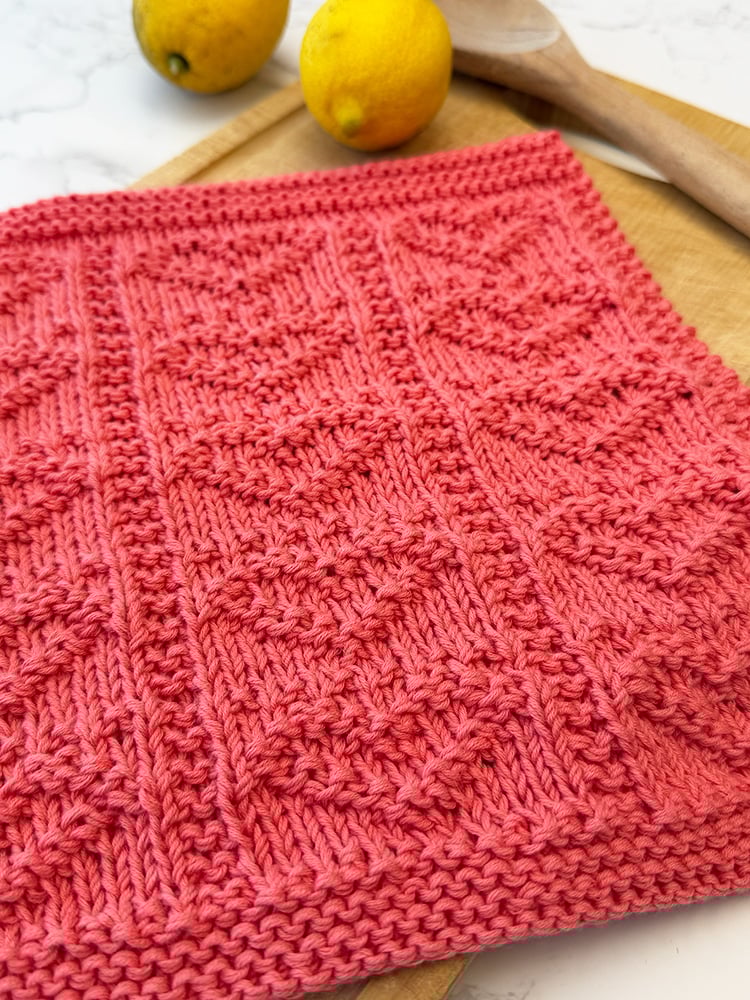 knitted hearts dishcloth for beginners