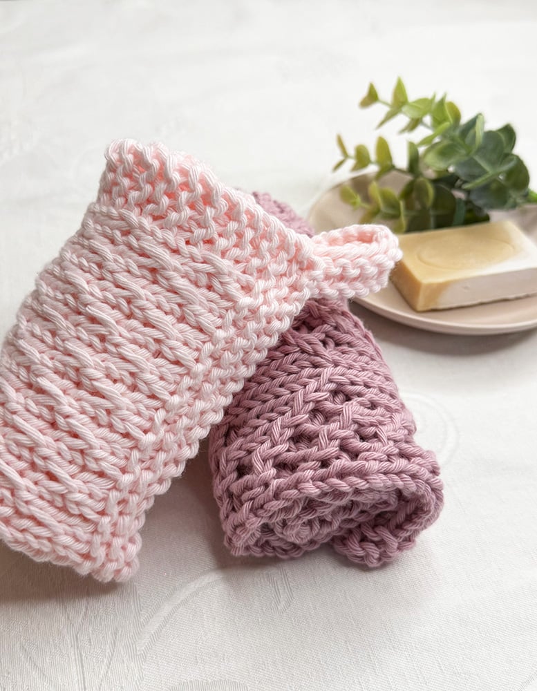 lace knitted dishcloths rolled