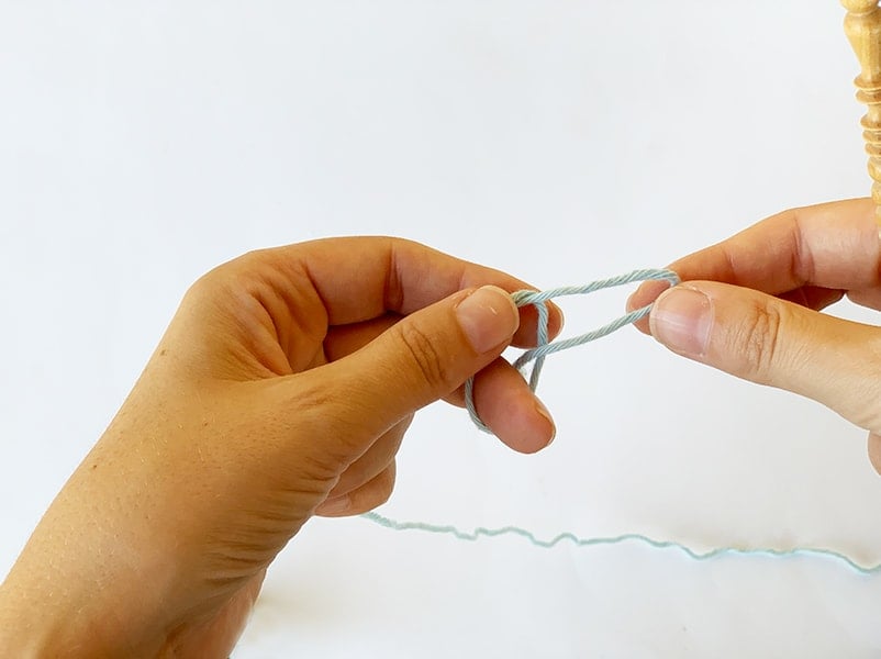 pulling the yarn through a loop