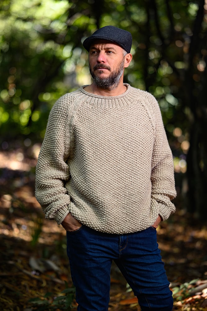 moss stitch sweater raglan sleeves