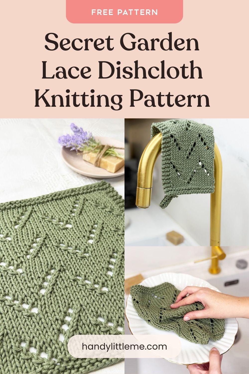 secret garden lace leaves knitted dishcloth