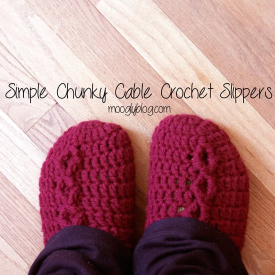 Image for Simple Chunky Cable Crochet Slippers by Moogly