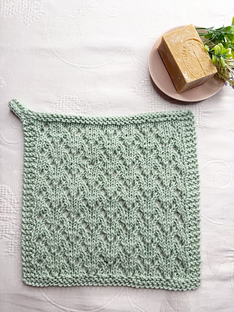 snow flurry stitch lace knit dishcloth