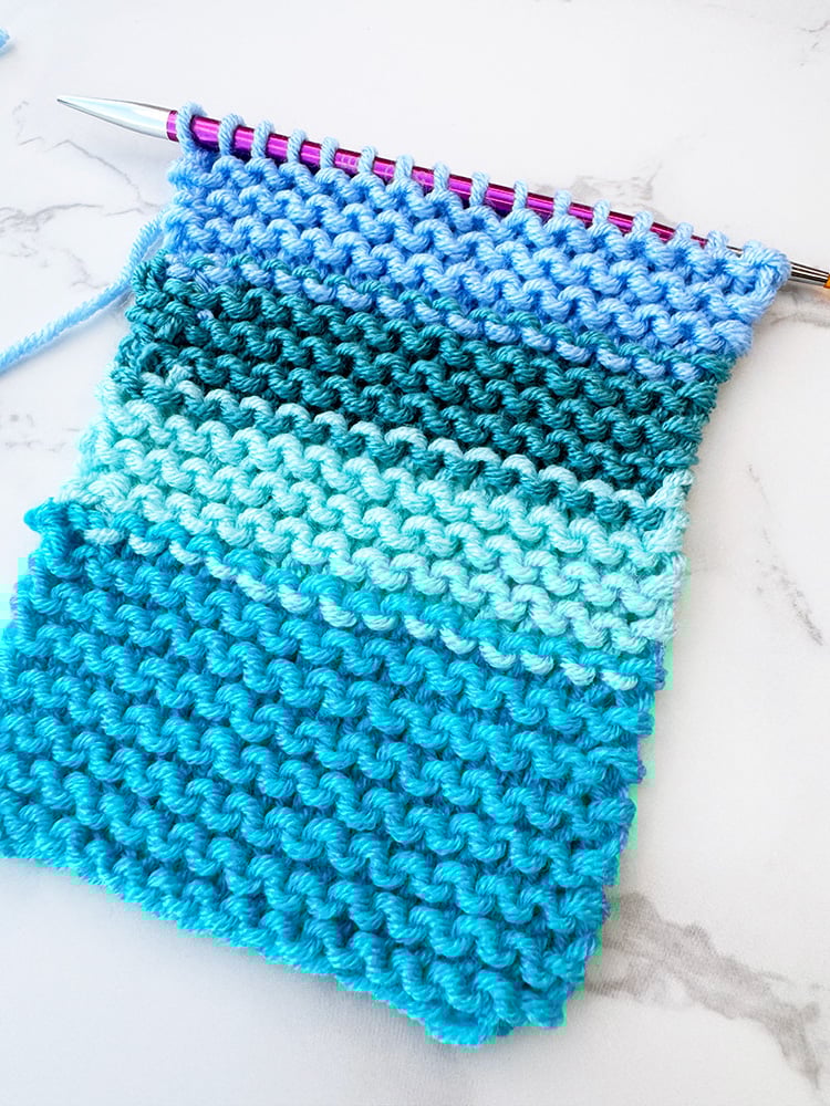 the wrong side of garter stitch stripes